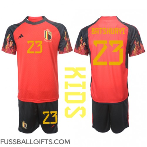 Belgien Michy Batshuayi #23 Fußballbekleidung Heimtrikot Kinder WM 2022 Kurzarm (+ kurze hosen)